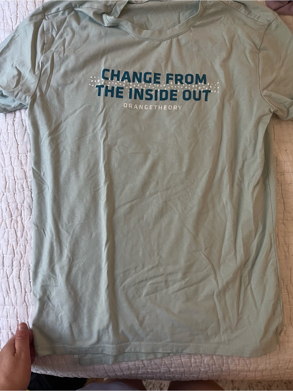 Orangetheory Light Seafoam Crew Neck T-Shirt with Motivational Front Print